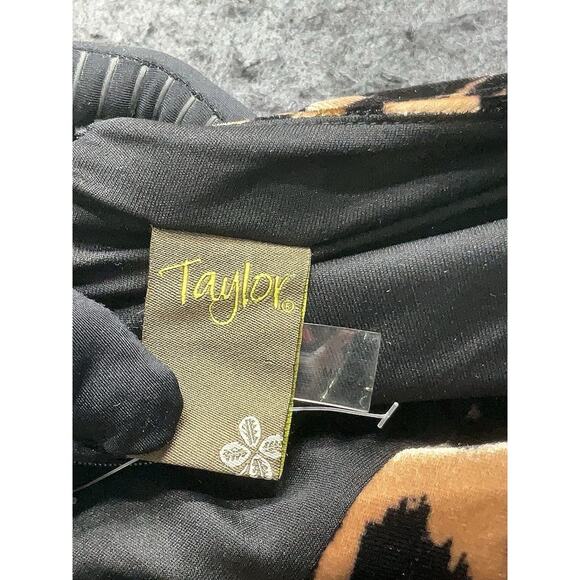 NWT Taylor Leopard Animal-Print Sleeveless Velvet Midi Slip Dress Tan Brown 16 - Picture 4 of 5